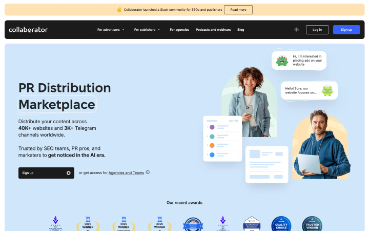 Collaborator's page at collaborator.pro, above the fold, as it looked on October 18, 2026