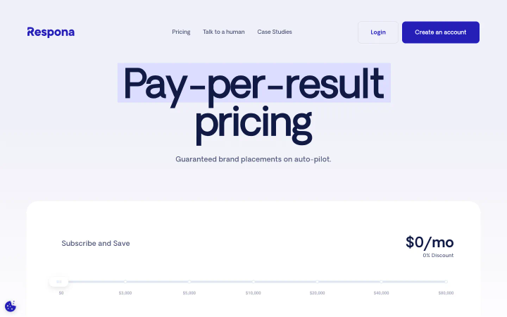 Respona's page at respona.com/pricing, above the fold, as it looked on October 18, 2026